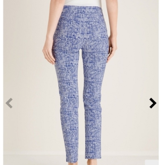 NWT Chicos Brigitte Blue Grid So Slimming Slim Leg Pant  Sz 6T - Picture 2 of 11